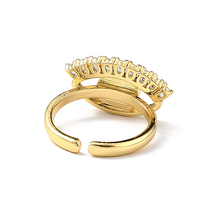 Anillo abierto de murano mal de ojo con circonita cúbica transparente, joyas de latón chapado en oro real 18k para mujer
