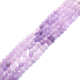 Natural Lilac Jade Beads Strands, Faceted, Round