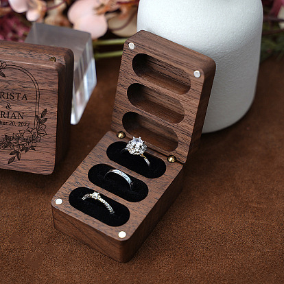 Boîte-cadeau à bijoux en bois de noyer à fente avec couvercle magnétique, pour les bagues, stockage de boucles d'oreilles, rectangle
