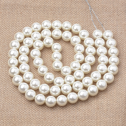Eco-Friendly Plastic Imitation Pearl Beads Strands, High Luster, Grade A, Round