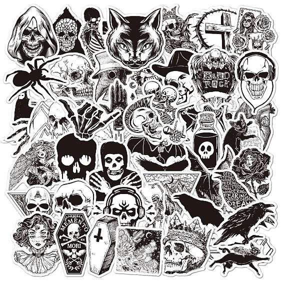 Halloween Theme PVC Self-Adhesive Stickers, Waterproof Decals for Water Bottles Laptop Phone Skateboard Decoration