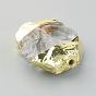 Природный кристалл кварца бусины, с латунной фурнитурой , плоско-круглые, золотые