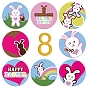 8 patrones de punto redondo papel temático de Pascua pegatinas autoadhesivas de huevos de Pascua de conejo, para decoración de sellado de regalos