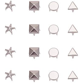 Brass Studs Rivets, For DIY Leather Craft, Square & Flat Round & Triagnle & Football & Five-Pointed Star