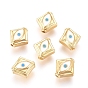 Brass Enamel Beads, Rhombus with Evil Eye, Golden