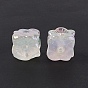 Opaque Acrylic Beads, with Glitter Powder, AB Color, Flower Cube