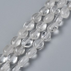 Natural Quartz Crystal Beads Strands, Rock Crystal Beads, Oval