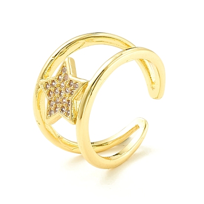 Прозрачное кольцо-манжета со звездой из кубического циркония для женщин, без кадмия и без свинца