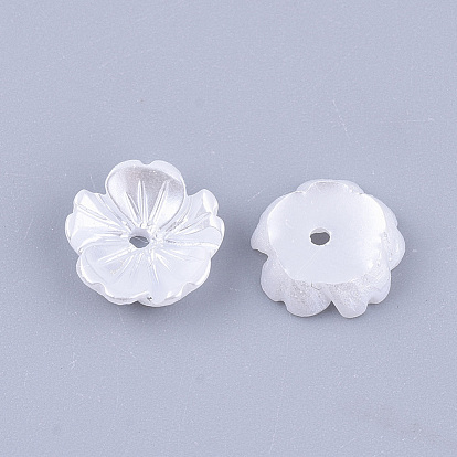 Resin Imitation Pearl Bead Caps, 5-Petal, Flower