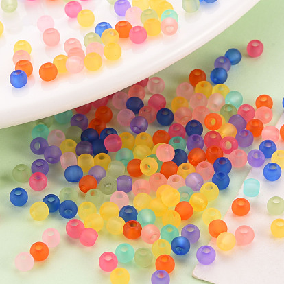 Perles transparentes en acrylique givré, ronde