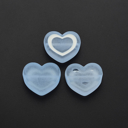 Perles acryliques transparentes, avec l'émail, givré, cœur