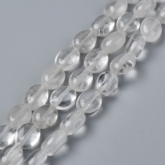Naturelles cristal de quartz brins de perles, perles de cristal de roche, ovale