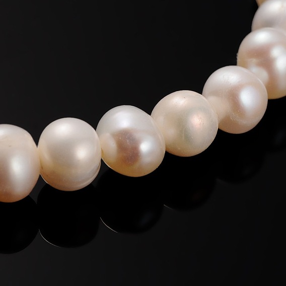 Brins de perles de culture d'eau douce naturelles, ronde, 6~7mm, Trou: 0.8mm, Environ 60 pcs/chapelet, 13.98 pouce