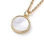 304 Stainless Steel Chain Necklaces, with Brass Micro Pave Cubic Zirconia Shell Pendants, Tree