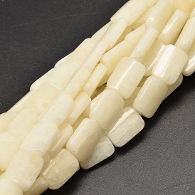 Natural White Jade Rectangle Beads Strands, 18x13x6mm, Hole: 1mm, about 23pcs/strand, 15.7 inch