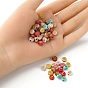 300pcs 2 Styles Opaque Acrylic Beads, Metal Enlaced, Flat Round