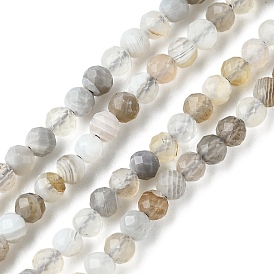 Natural Botswana Agate Beads Strands, Faceted, Round