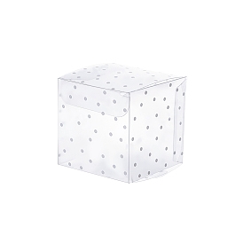Polka Dot Pattern Transparent PVC Square Favor Box Candy Treat Gift Box, for Wedding Party Baby Shower Packing Box