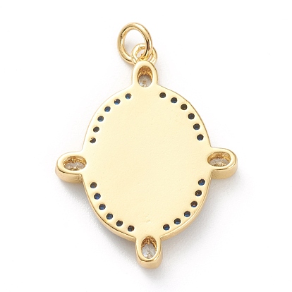 Micro cuivres ouvrent pendentifs zircone cubique, avec l'émail, plaqué longue durée, réel 18 k plaqué or, ovale avec saint