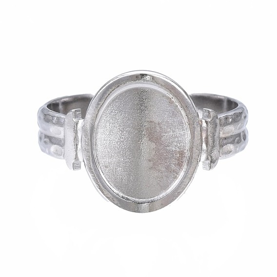 304 anillo de puño abierto ovalado de acero inoxidable, anillo grueso para mujer