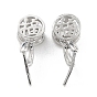 925 Sterling Silver Ice Pick Pinch Bails, Flat Round with Chinese Character