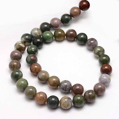 Natural Indian Agate Round Beads Strands