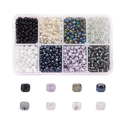 6/0 perlas de vidrio mezcladas redondas perlas espaciadoras sueltas, 4 mm, agujero: 1 mm