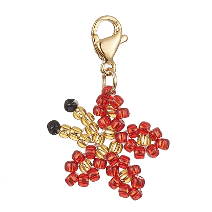 Glass Seed Beads Pendant Decorations, with 304 Stainless Steel Lobster Claw Clasps, Butterfly