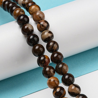 Perlas naturales rhodonite hebras, rondo