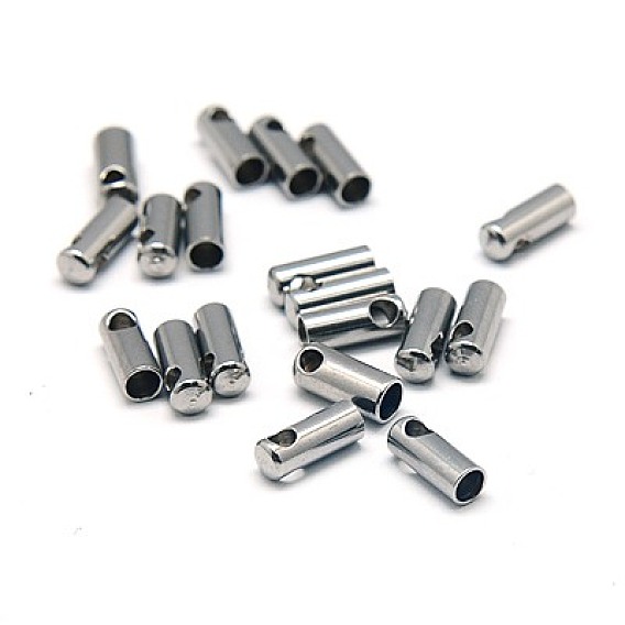 304 Stainless Steel Cord Ends, Tube, 7.5x3mm, Hole: 1.5mm