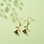 Boucles d'oreilles pendantes rose de vie en émail, plaqué or 304 bijoux en acier inoxydable pour femmes