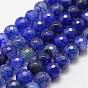 Faceted Natural Dragon Veins Agate Beads Strands, Round, Dyed & Heated
