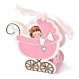 Forme de chariot pour bébé avec boîte d'emballage de bonbons à motif d'enfant, avec ruban, pour la boîte-cadeau de fête d'anniversaire