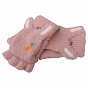 Gants sans doigts convertibles en velours, gants chauds d'hiver pour femmes mignonnes, demi-coiffe 2 dans 1 mitaines combinées, lapin