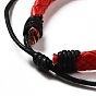 PU Imitation Leather Braided Cord Bracelets for Women, Adjustable Waxed Cord Bracelets