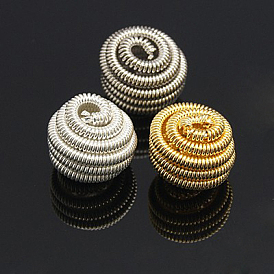 Brass Spring Beads, Coil Beads, Flat Round, 10x7mm, hole: 2mm
