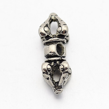Accessoires de bijoux bouddhistes, laiton perles dorje vajra, 15x7mm, Trou: 2mm