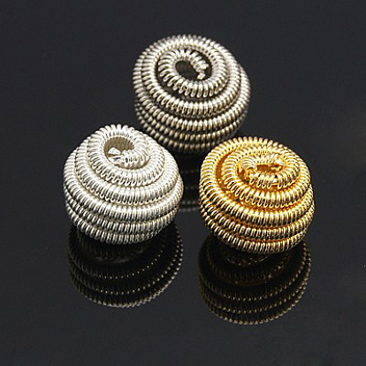 Perles de printemps en laiton, Perles de bobine, plat rond, 10x7mm, Trou: 2mm