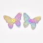 Ion Plating(IP) 201 Stainless Steel Filigree Pendants, Etched Metal Embellishments, Butterfly