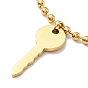 2 pcs 2 ensemble de colliers pendentif clé et cadenas de style, placage ionique (ip) 304 bijoux en acier inoxydable pour femmes
