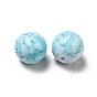 Opaque Acrylic Beads, Round with Ink Danqing Pattern
