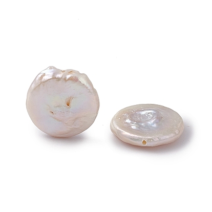 Baroque Natural Keshi Pearl Beads, Flat Round
