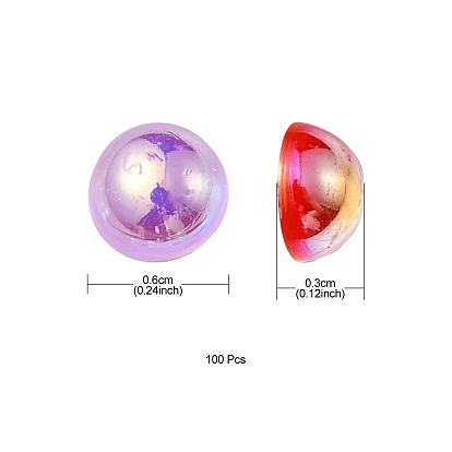 ABS Imitation Pearl Cabochons, AB Color Plated, Dome/Half Round