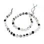 Naturel noir quartz rutile brins de perles, avec des perles de rocaille, facette, Toupie, perles de prisme à double pointe