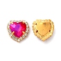 Moonlight Effect Heart Sew on Rhinestone, Multi-strand Links, with Golden Tone Brass Prong Settings, Garments Accessories