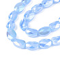 Electroplate Glass Beads Strands, AB Color Plated, Imitation Jade Glass, Oval, Faceted