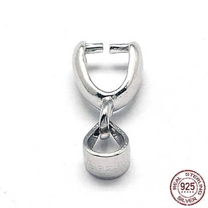 925 Sterling Silver Ice Pick & Pinch Bails, 13x3mm, Hole: 3.x3.5mm, Pin: 0.6mm