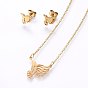 304 Stainless Steel Jewelry Sets, Stud Earrings and Pendant Necklaces, Eagle
