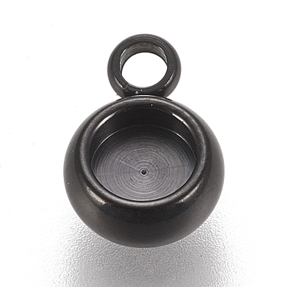 Ионное покрытие (ip) 304 подвеска из нержавеющей стали с кабошоном, кружева края ободок чашки, плоско-круглые
