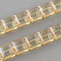 Electroplate facetas de vidrio transparente hebras de cuentas, plaza, 13x13x7.5 mm, agujero: 2 mm, sobre 40 unidades / cadena, 19.6 pulgada